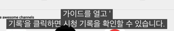 YouTube 영상 위에 표시된 한국어 번역 자막