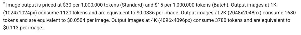 Google 공식 Nano Banana 2.1 가격 문단: 1K 0.0336달러, 2K 0.0504달러, 4K 0.113달러