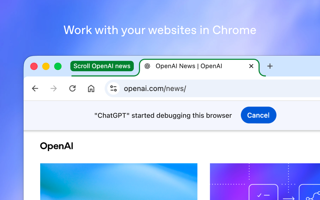 OpenAI의 챗GPT 크롬 웹 작업 소개 화면